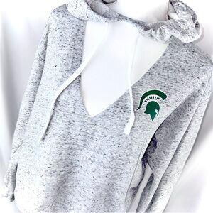 PINK Victoria's Secret Gray Hoodie with Green Emblem